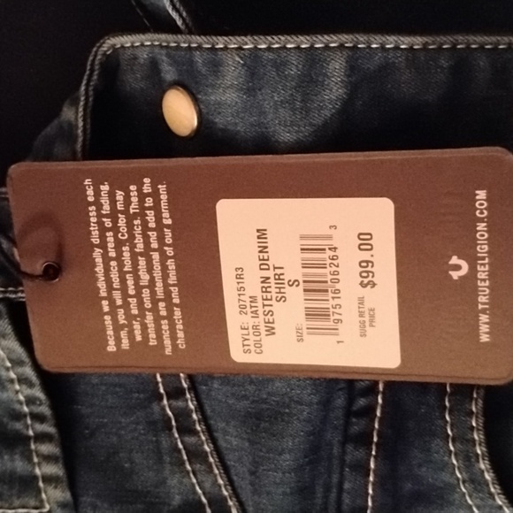 NWT True Religion denim top - Picture 4 of 8
